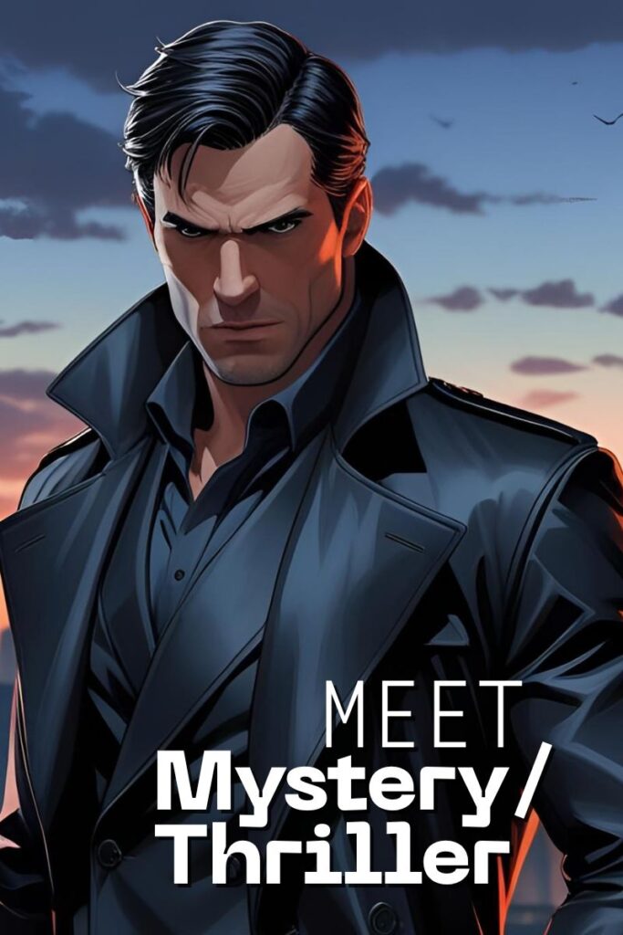 AI-generated image of brooding man in all black as mystery personified